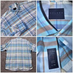 Calder Carmel Button Down Shirt Men Plaid Blue 1/70 Limited Edition XL EXCELLENT